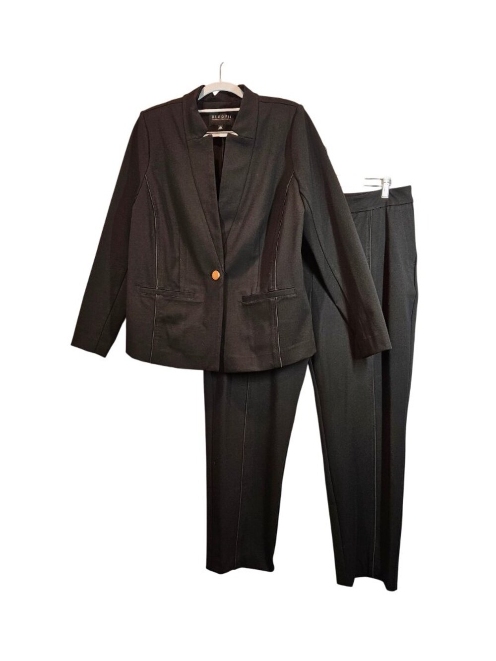 Eloquii Womens 14 Black Blazer Pant Suit Set Career Formal Office Stretch Fitted
